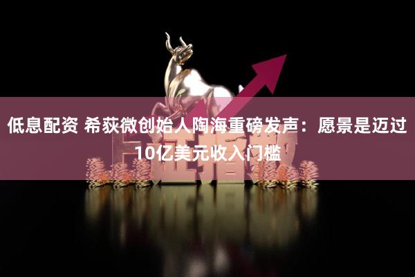 低息配资 希荻微创始人陶海重磅发声：愿景是迈过10亿美元收入门槛